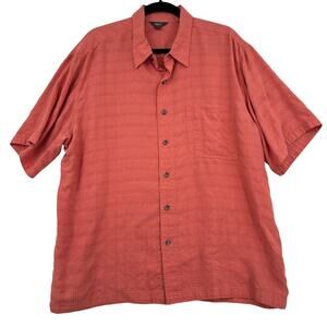 Royal Robbins Shirt XL Orange Plaid Button Up Relaxed Fit‎ Short Sleeve Camp